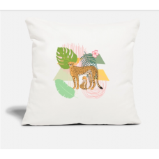 I'll Protect You' Cheetah And Cub Abstract Design Natural White Pillow